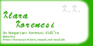 klara korencsi business card